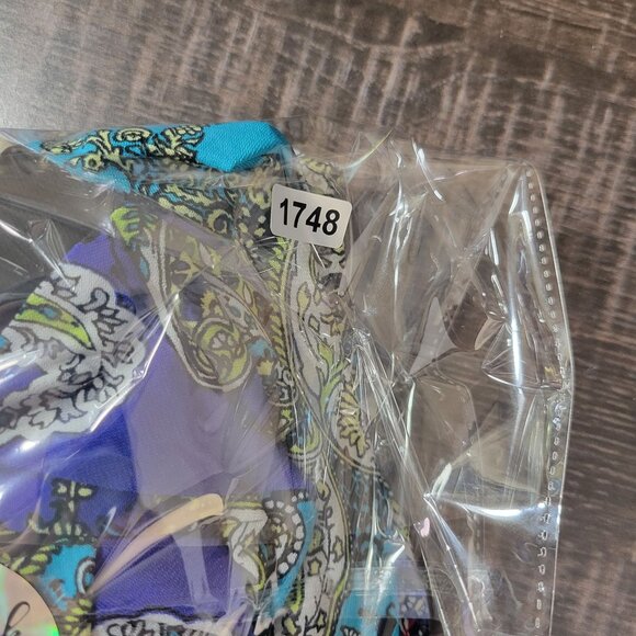 Cato Womens M Paisley Print Tunic Top Bell Sleeve Boho Retro Blue Green Black - Picture 8 of 8